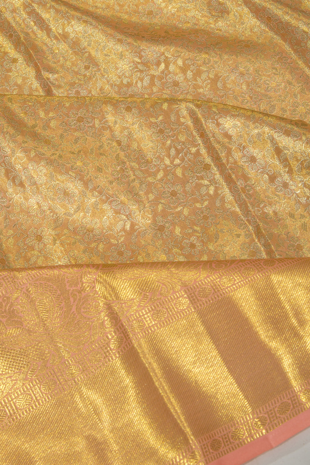 Taranga Kanchi Silk Tissue Brocade Peach Saree