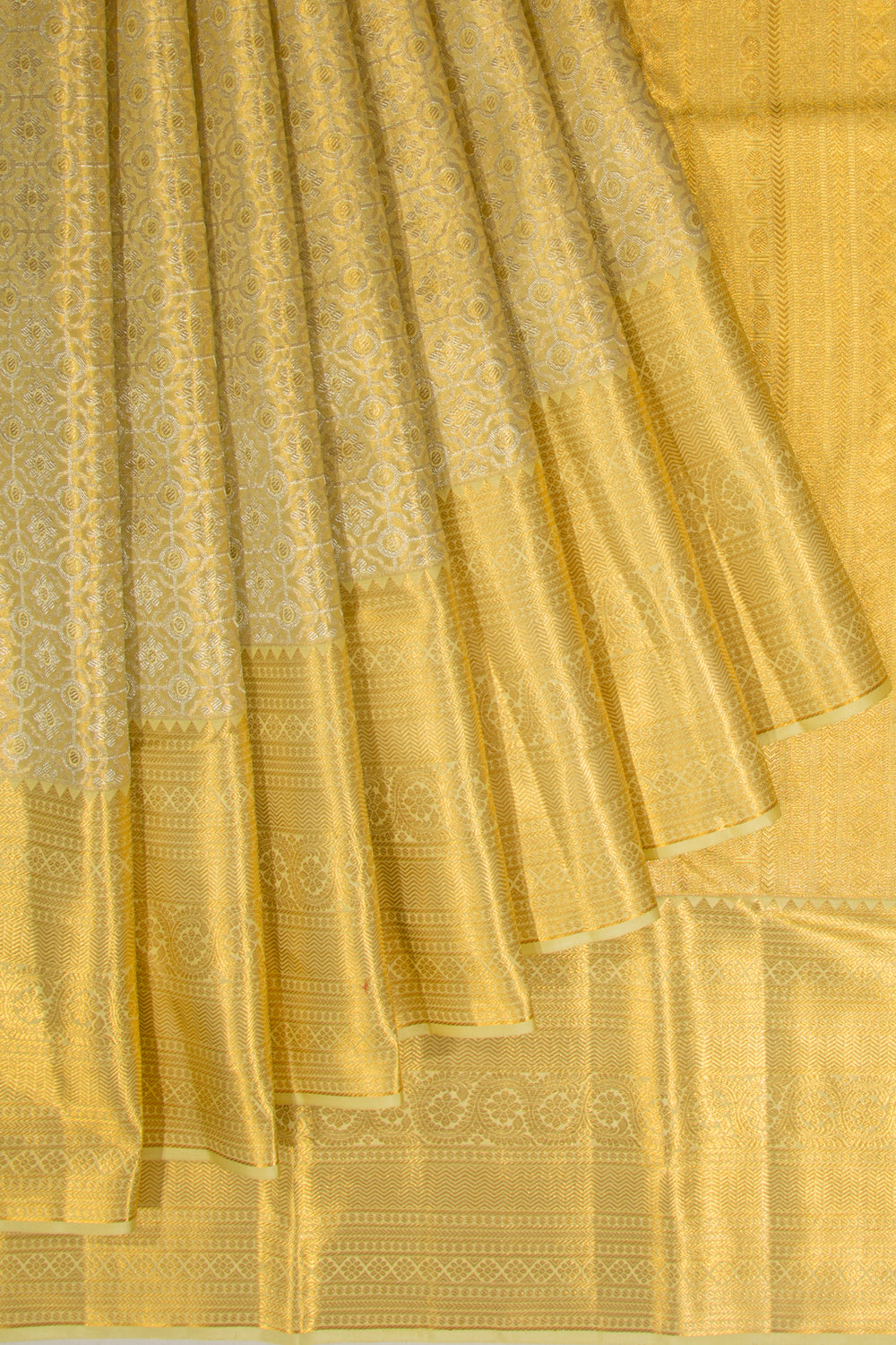 Taranga Kanchi Silk Tissue Brocade Pastel Green Saree
