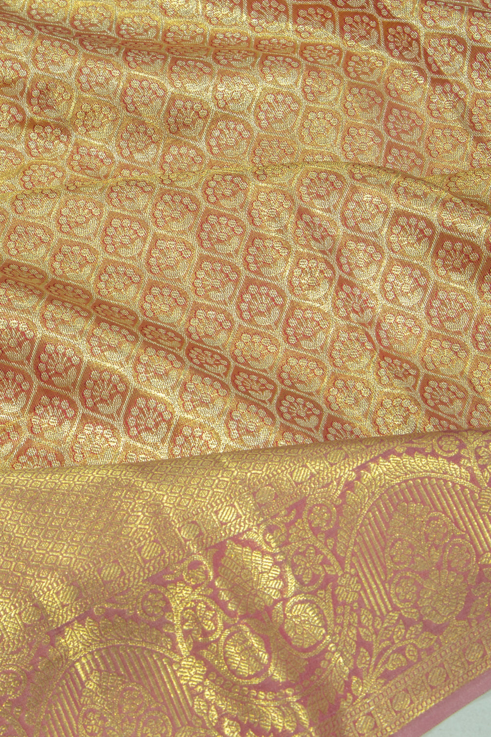 Taranga Kanchi Silk Tissue Brocade Gold Saree