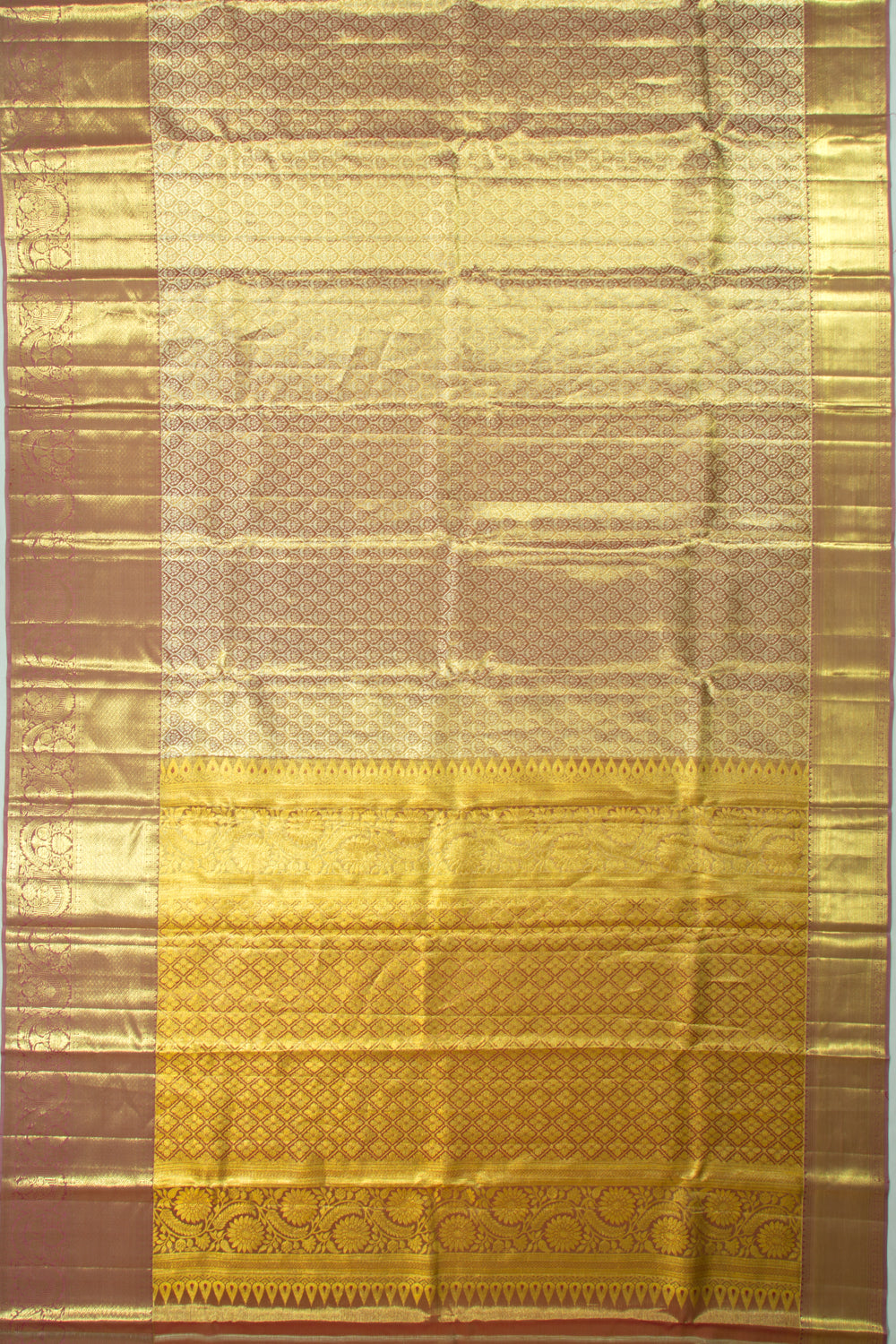 Taranga Kanchi Silk Tissue Brocade Gold Saree