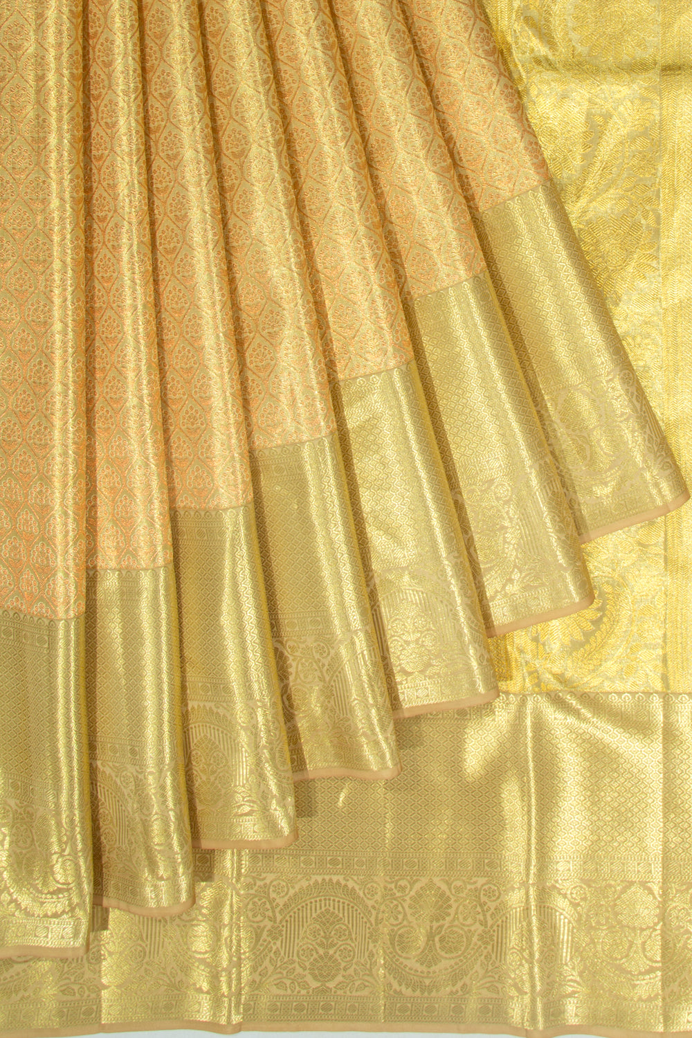Taranga Kanchi Silk Tissue Brocade Green Saree