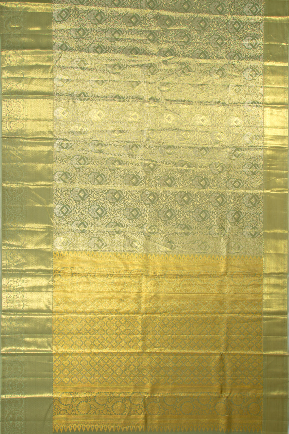 Taranga Kanchi Silk Tissue Jaal Pastel Green Saree