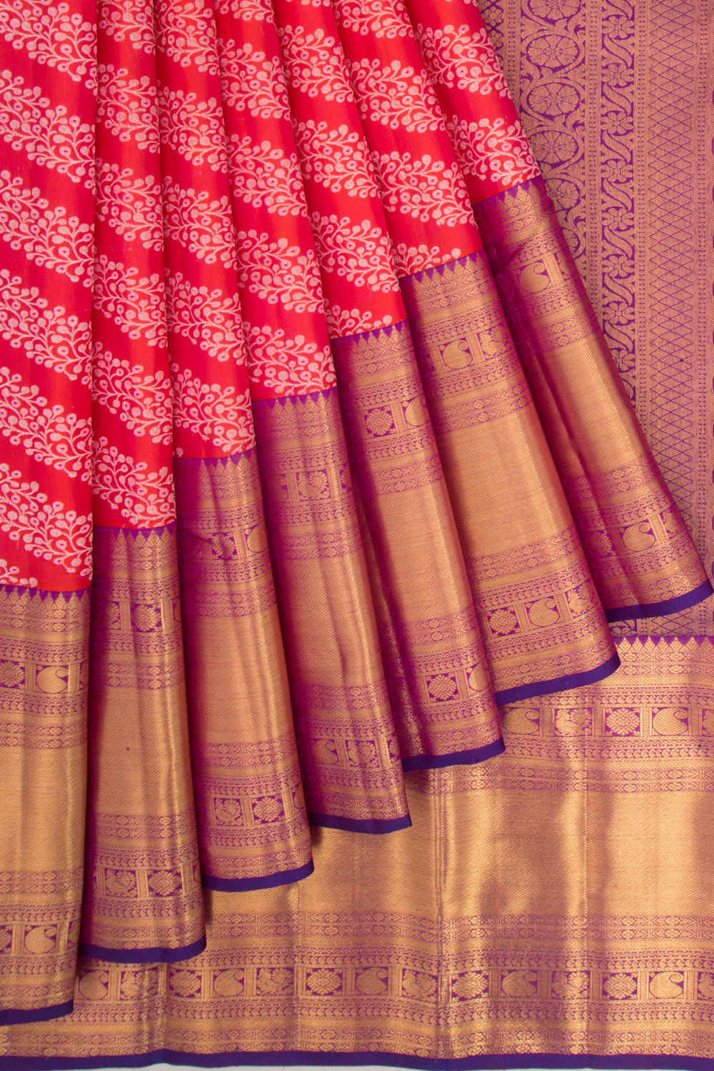 Taranga Kanchi Silk Jaal Dual Tone Pink And Orange Saree