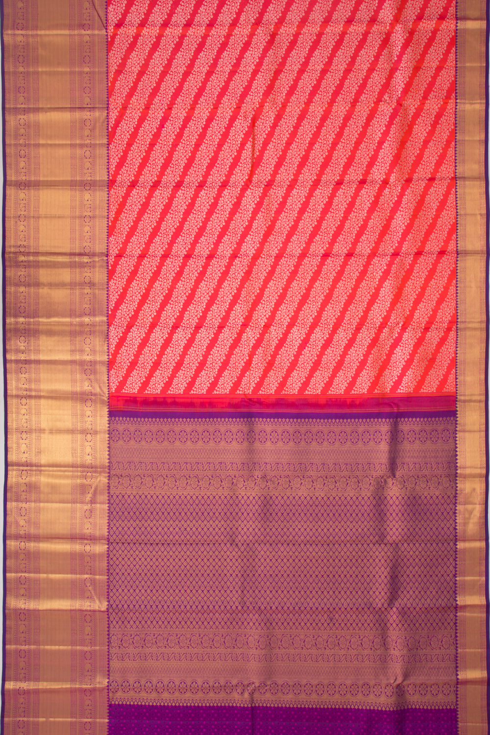 Taranga Kanchi Silk Jaal Dual Tone Pink And Orange Saree