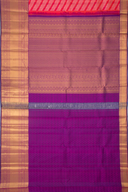 Taranga Kanchi Silk Jaal Dual Tone Pink And Orange Saree