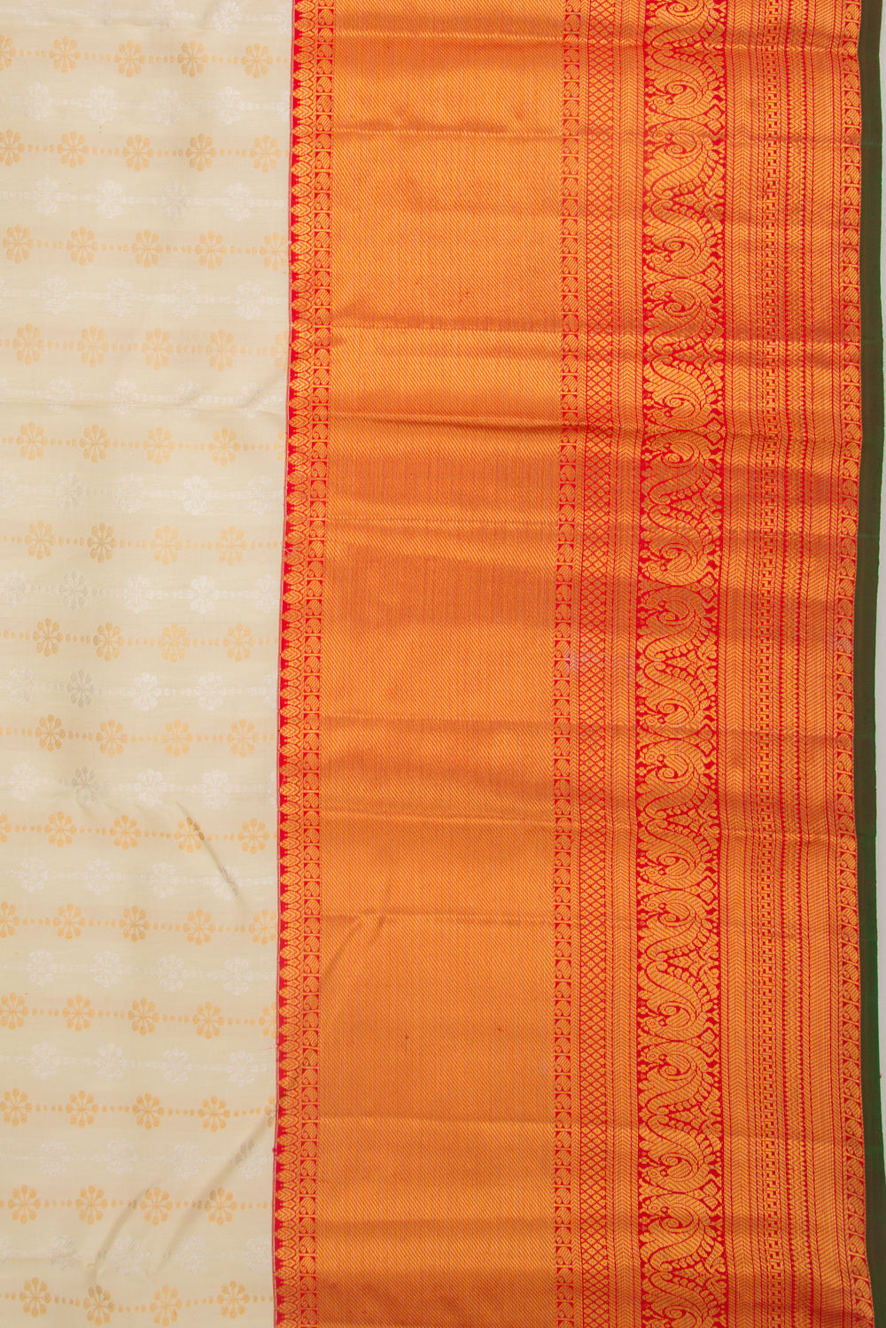 Kanchipuram Silk Brocade Cream Saree