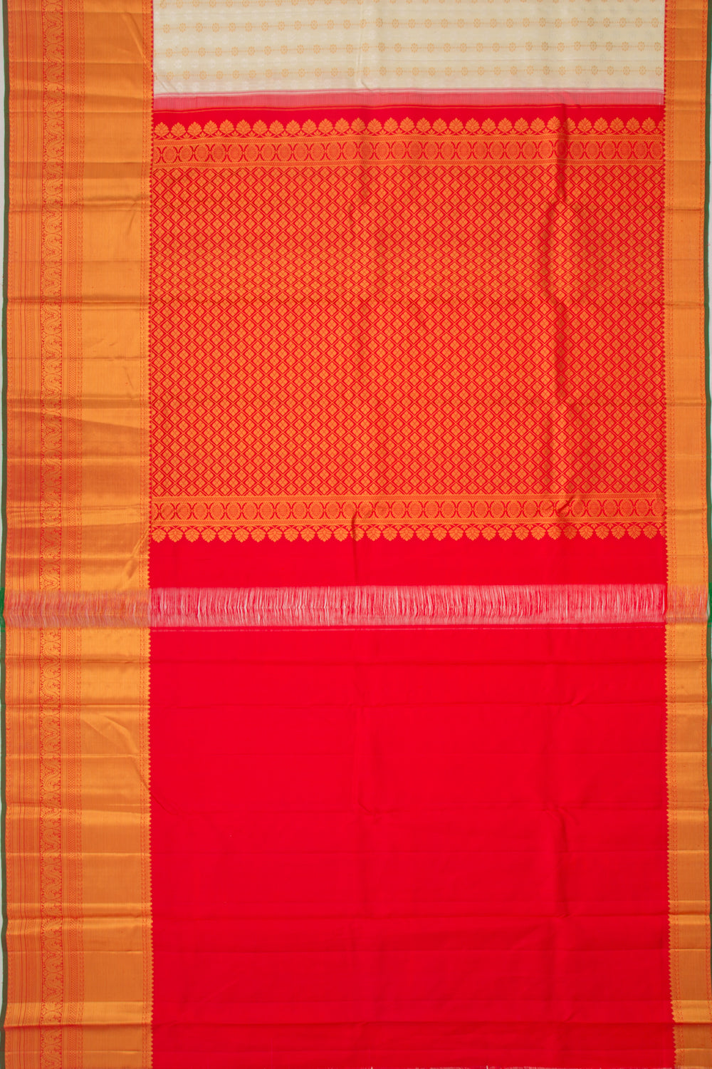 Kanchipuram Silk Brocade Cream Saree