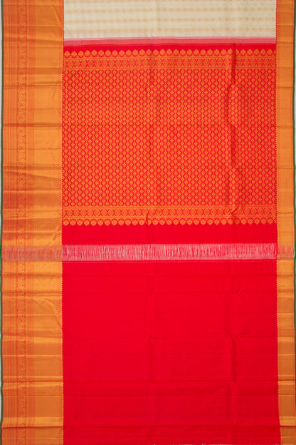 Kanchipuram Silk Brocade Cream Saree