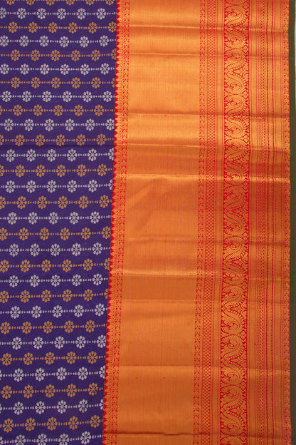 Kanchipuram Silk Brocade Dark Blue Saree