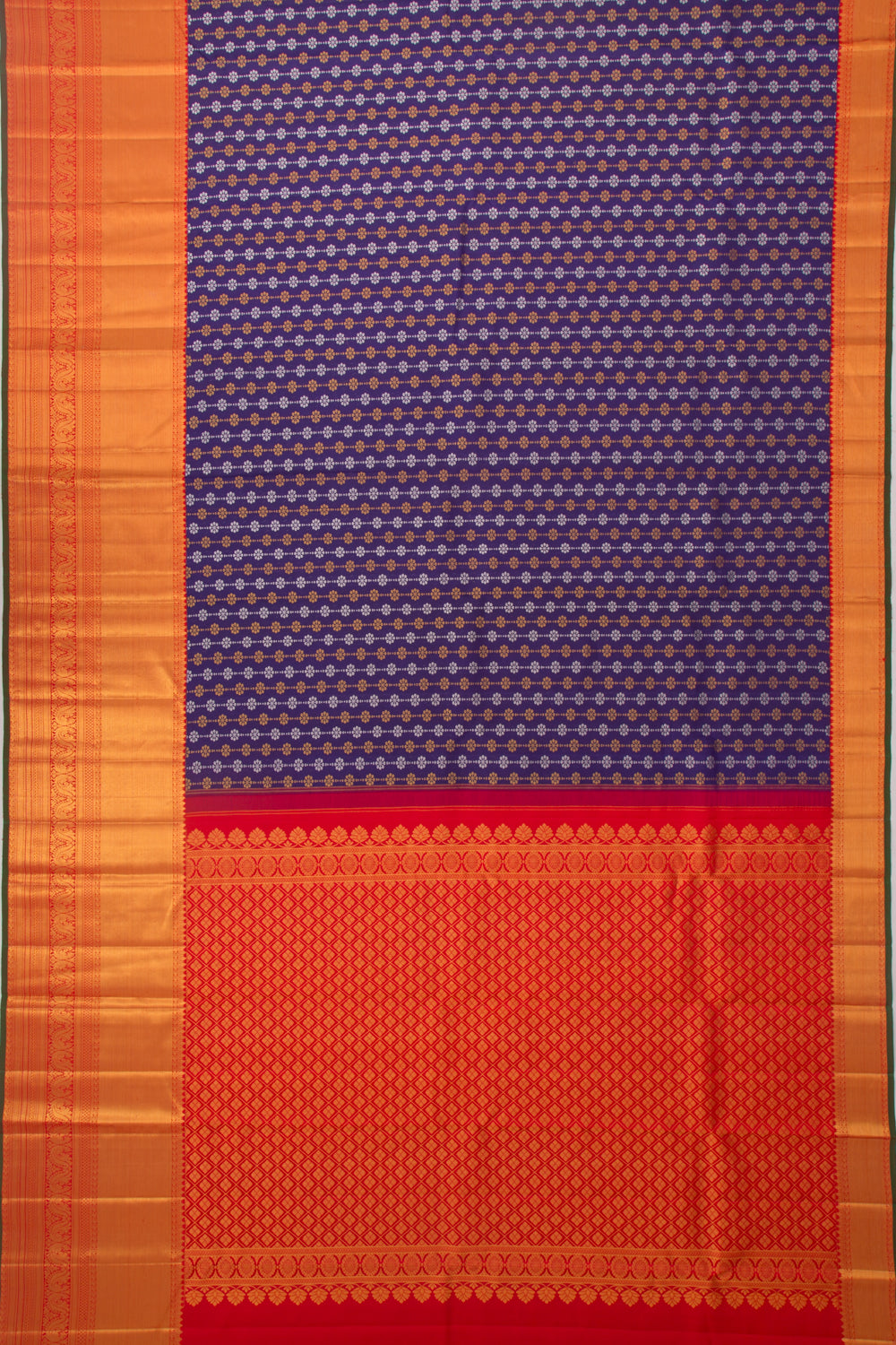 Kanchipuram Silk Brocade Dark Blue Saree