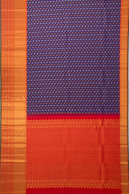 Kanchipuram Silk Brocade Dark Blue Saree