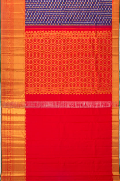 Kanchipuram Silk Brocade Dark Blue Saree