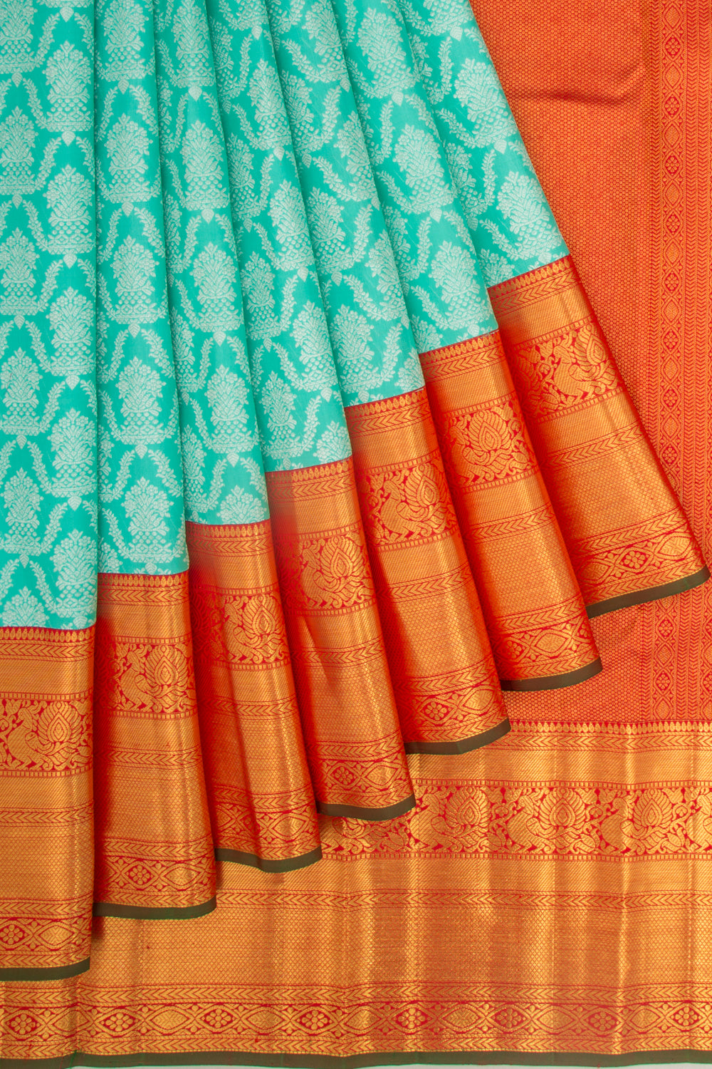 Kanchipuram Silk Brocade Sea Green Saree