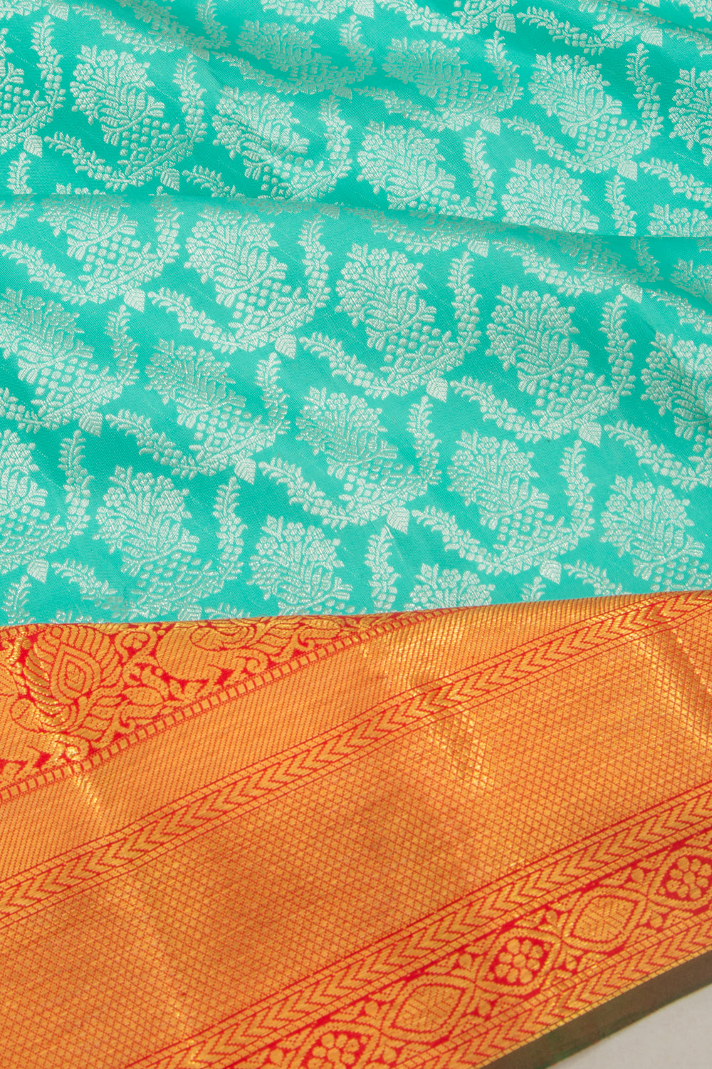 Kanchipuram Silk Brocade Sea Green Saree