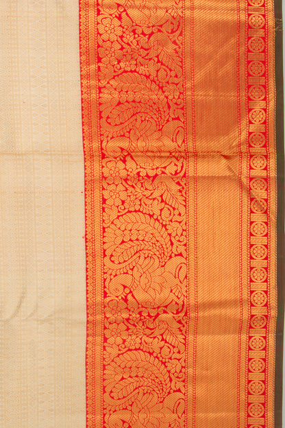 Kanchipuram Silk Brocade Cream Saree
