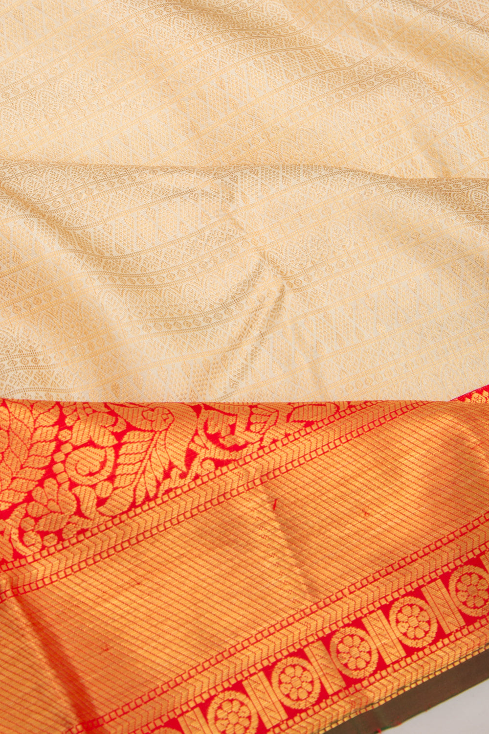 Kanchipuram Silk Brocade Cream Saree