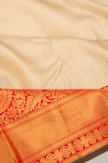 Kanchipuram Silk Brocade Cream Saree
