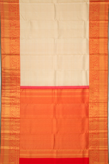 Kanchipuram Silk Brocade Cream Saree