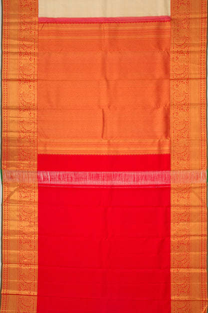 Kanchipuram Silk Brocade Cream Saree