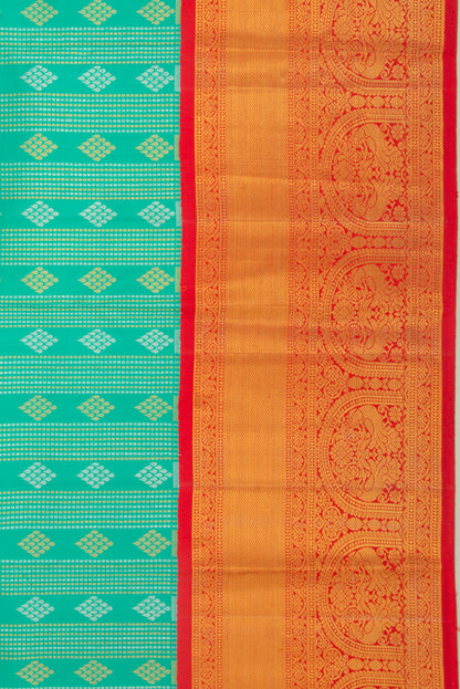 Kanchipuram Silk Brocade Sea Green Saree