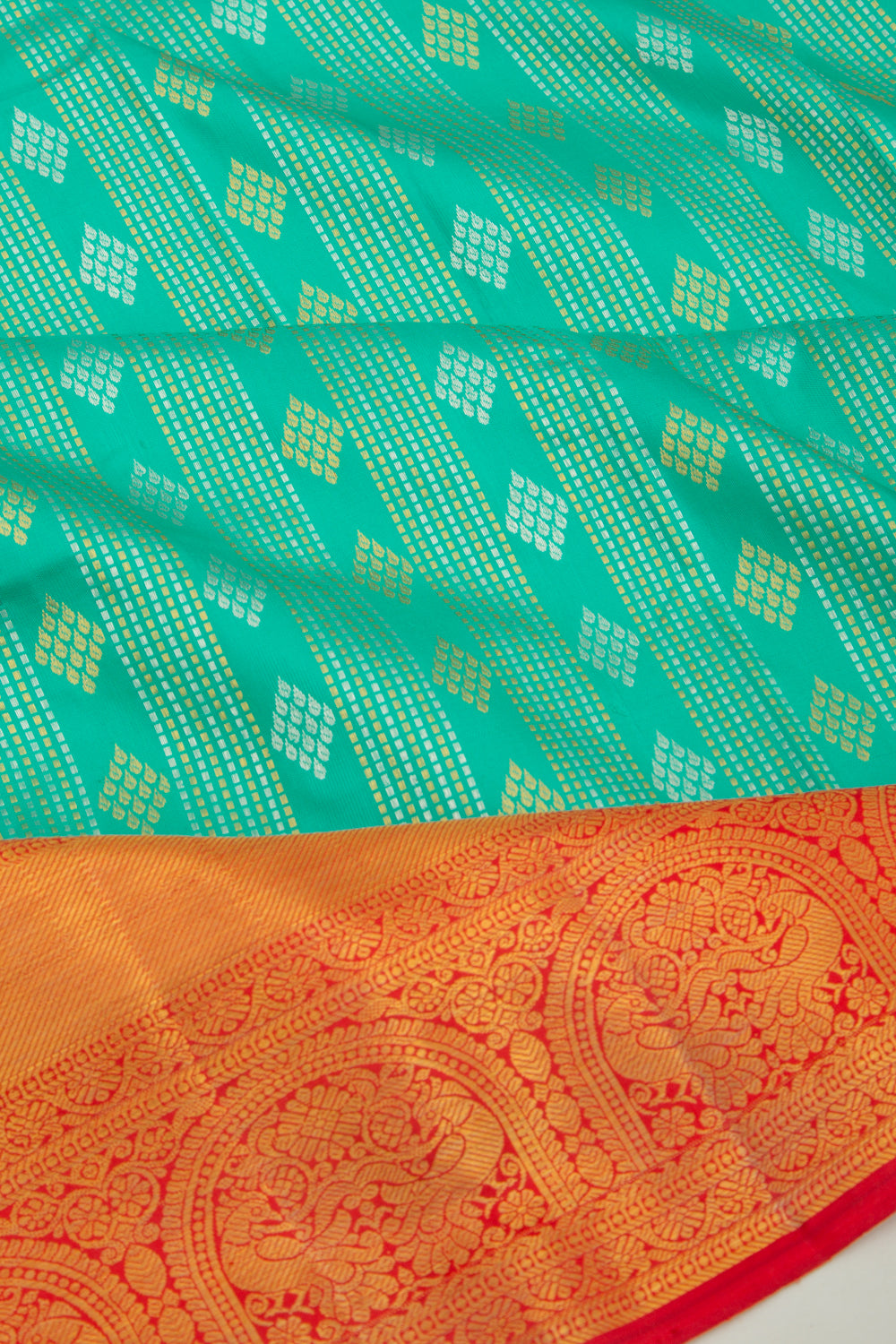 Kanchipuram Silk Brocade Sea Green Saree