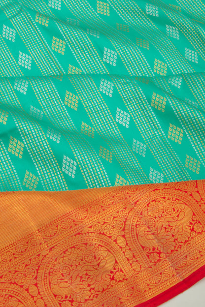 Kanchipuram Silk Brocade Sea Green Saree