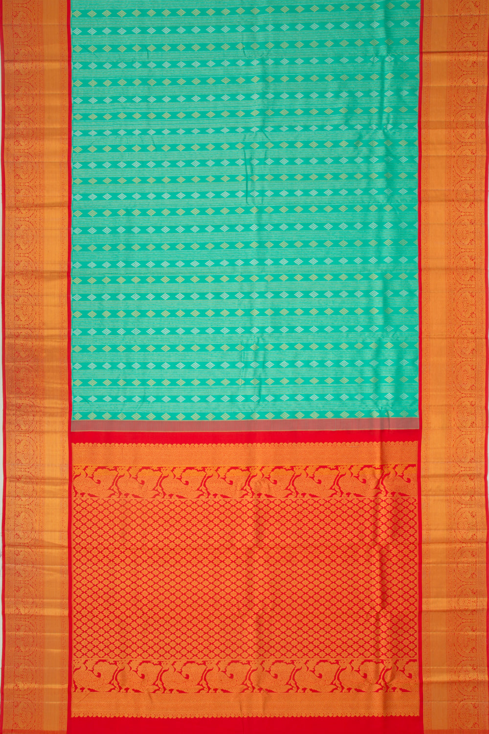 Kanchipuram Silk Brocade Sea Green Saree