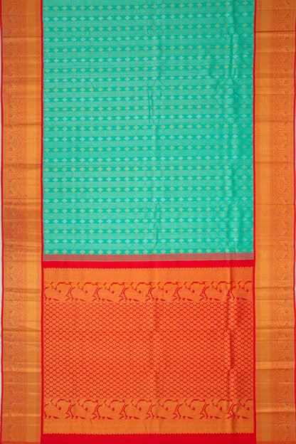 Kanchipuram Silk Brocade Sea Green Saree