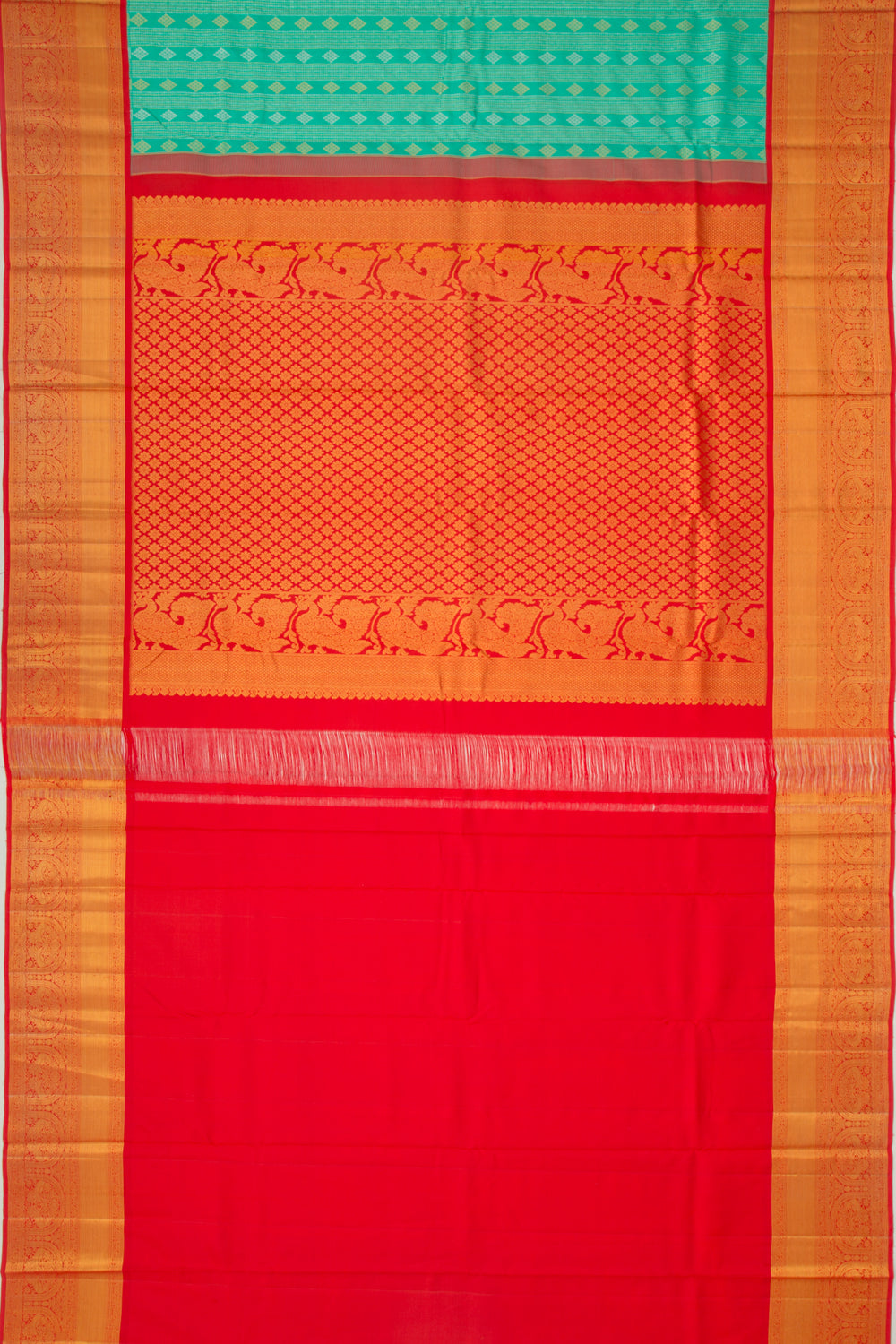 Kanchipuram Silk Brocade Sea Green Saree