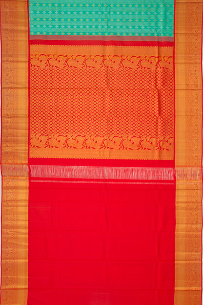 Kanchipuram Silk Brocade Sea Green Saree