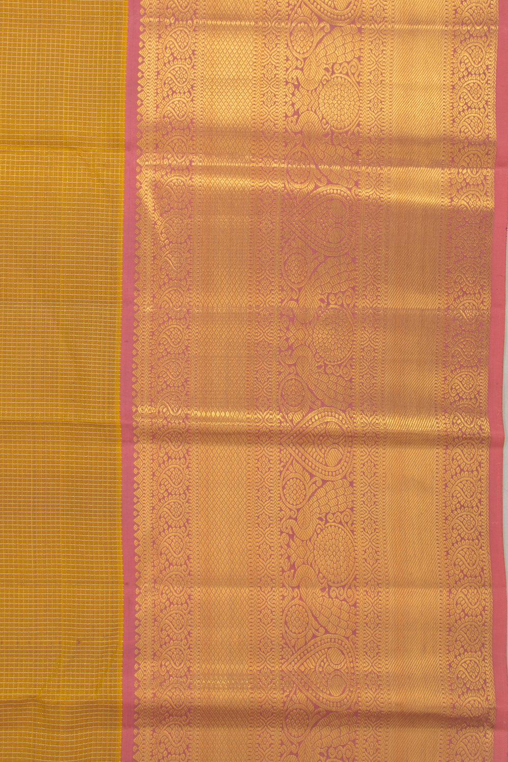 Taranga Kanchi Silk Checks Green Saree