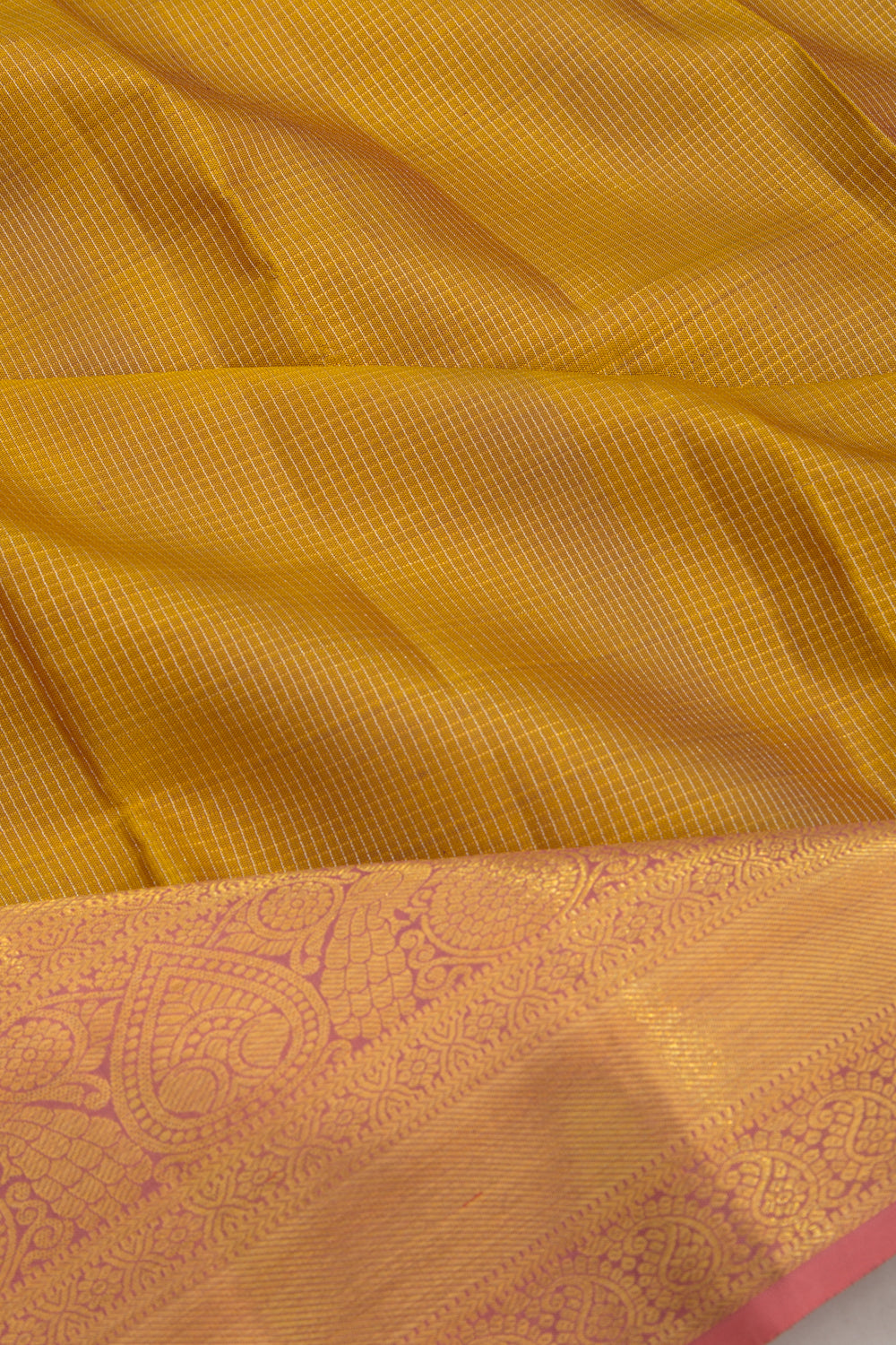Taranga Kanchi Silk Checks Green Saree