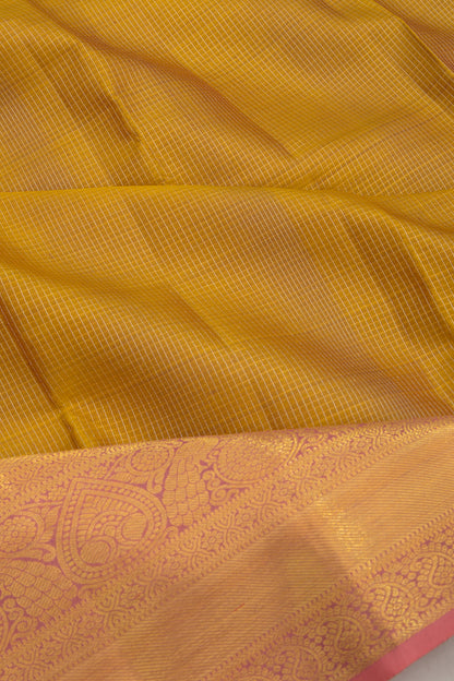 Taranga Kanchi Silk Checks Green Saree
