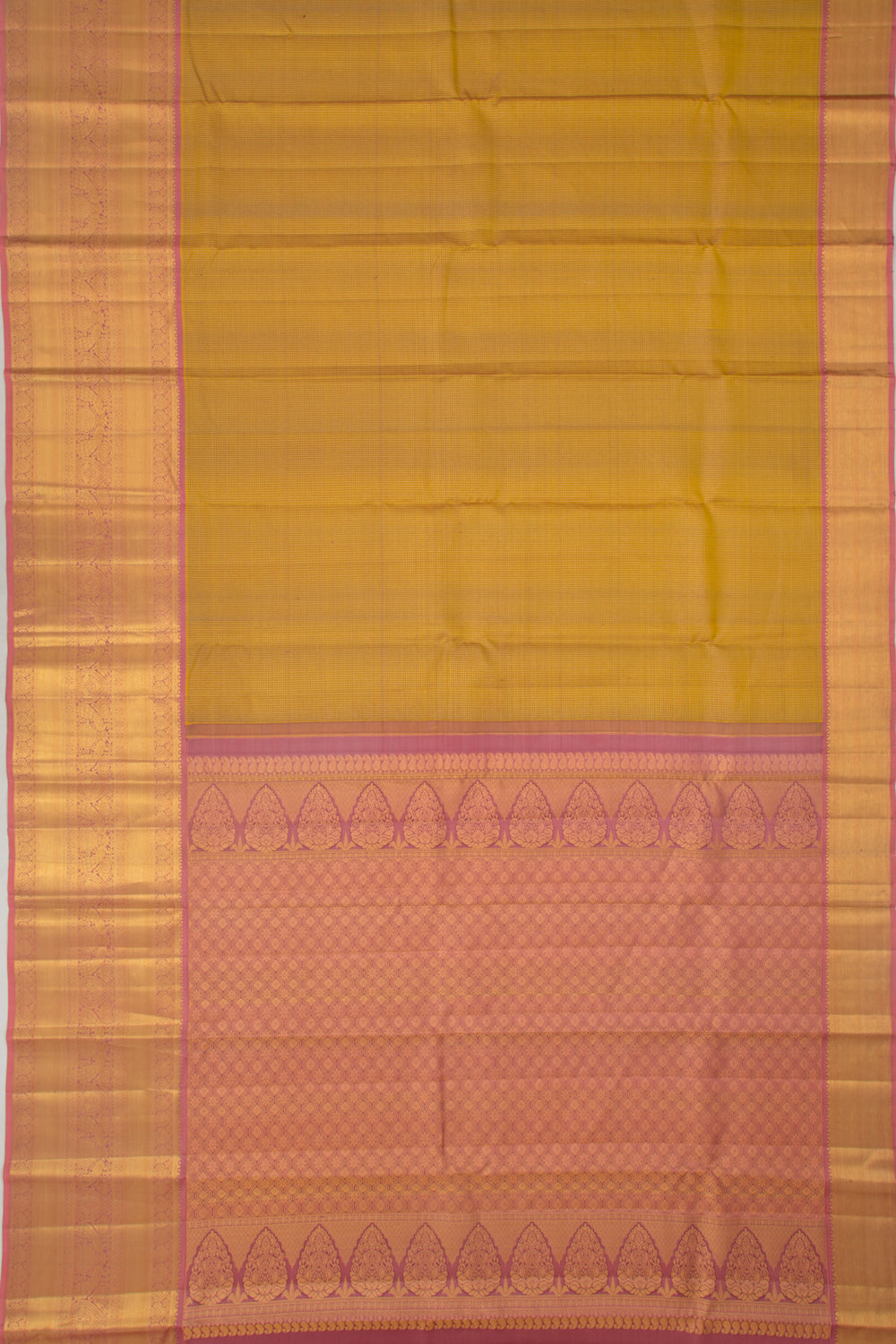 Taranga Kanchi Silk Checks Green Saree