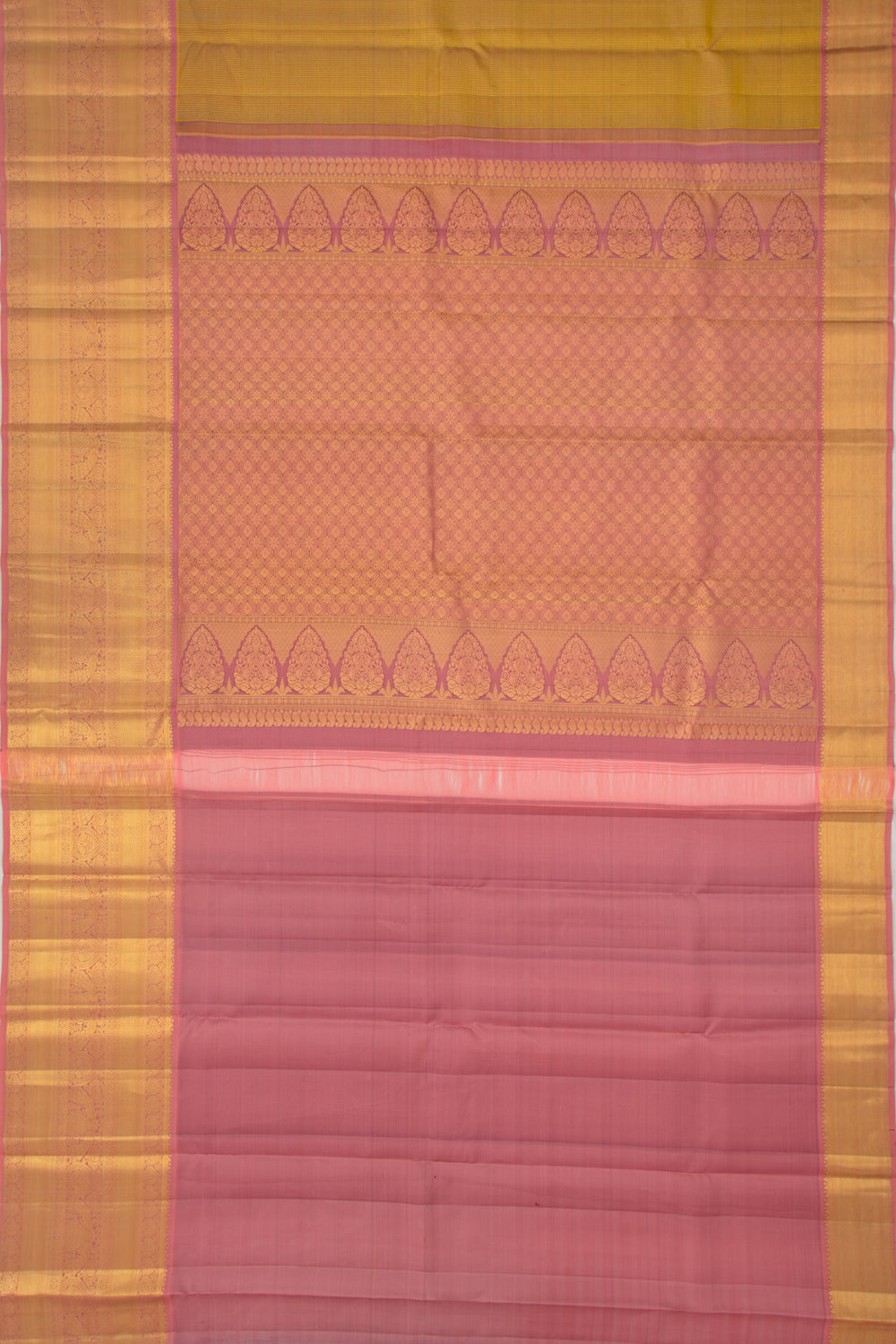 Taranga Kanchi Silk Checks Green Saree