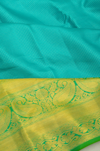Kanchipuram Silk Checks Sky Blue Saree