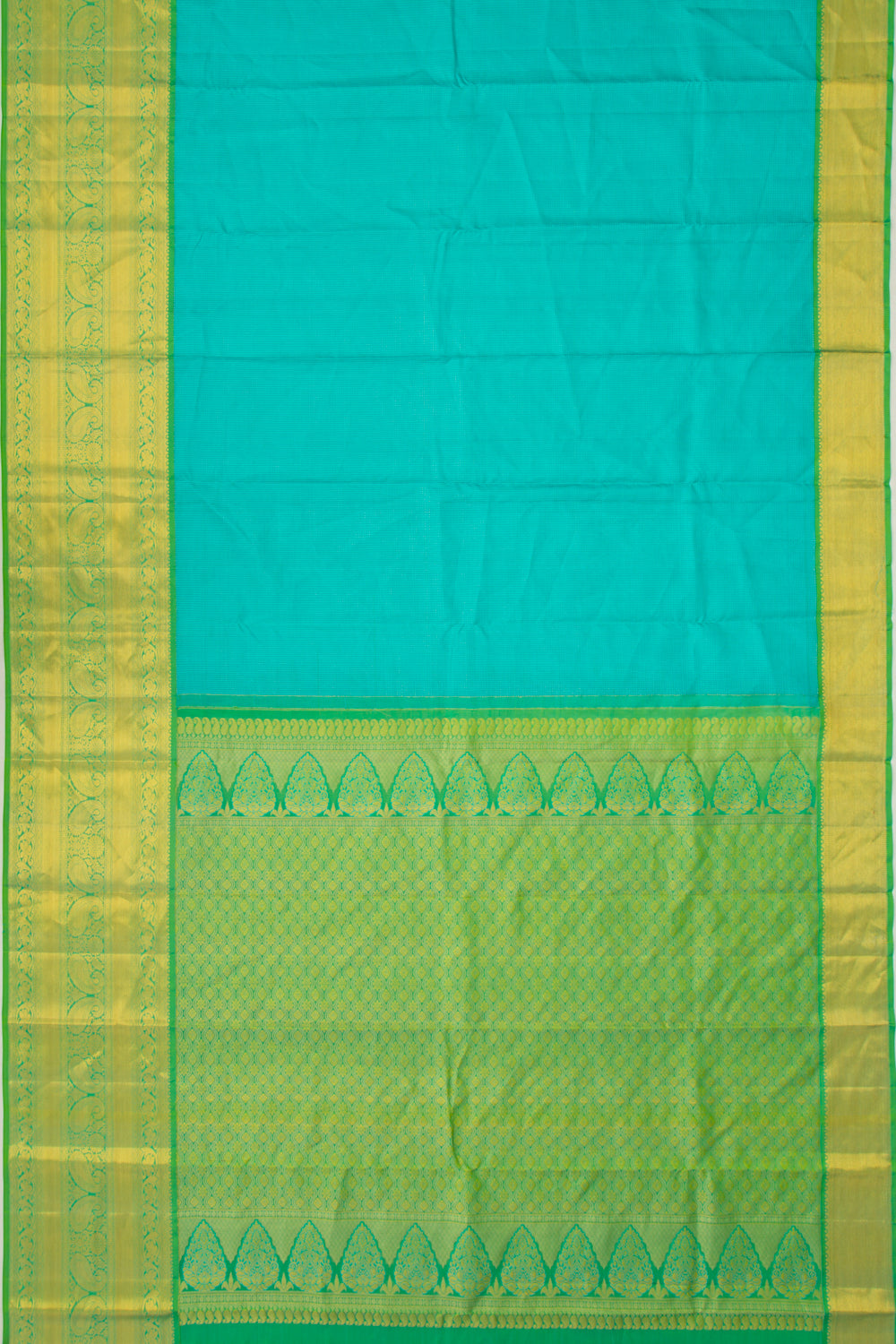 Kanchipuram Silk Checks Sky Blue Saree