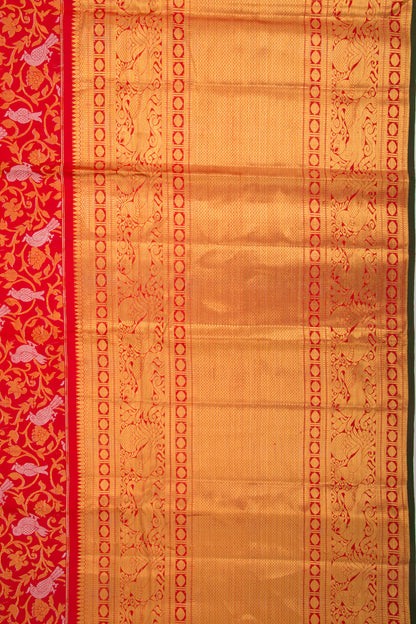 Kanchipuram Silk Brocade Red Saree