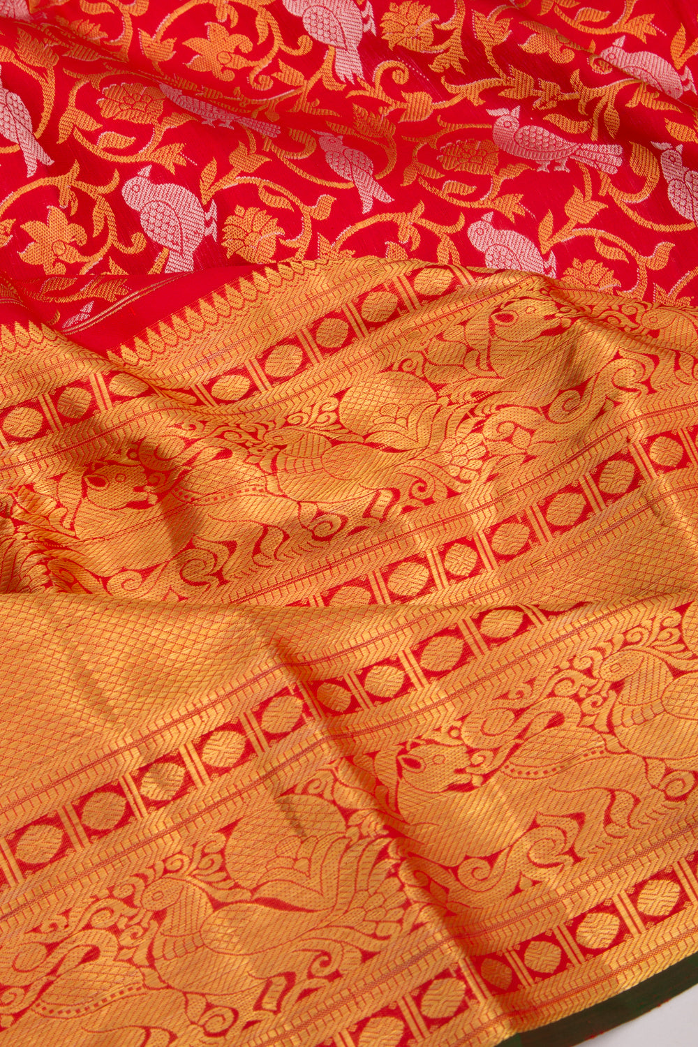 Kanchipuram Silk Brocade Red Saree