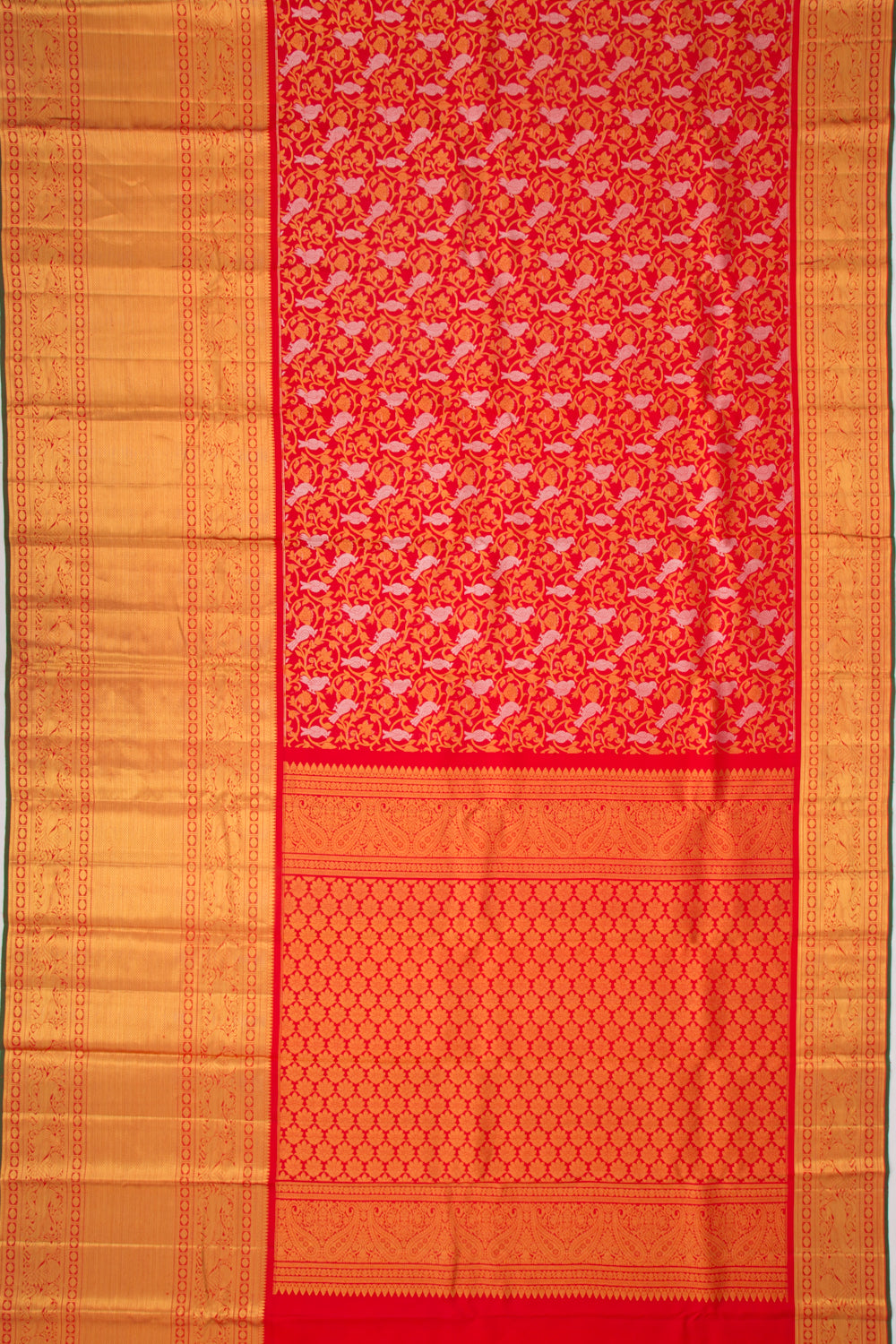 Kanchipuram Silk Jaal Red Saree