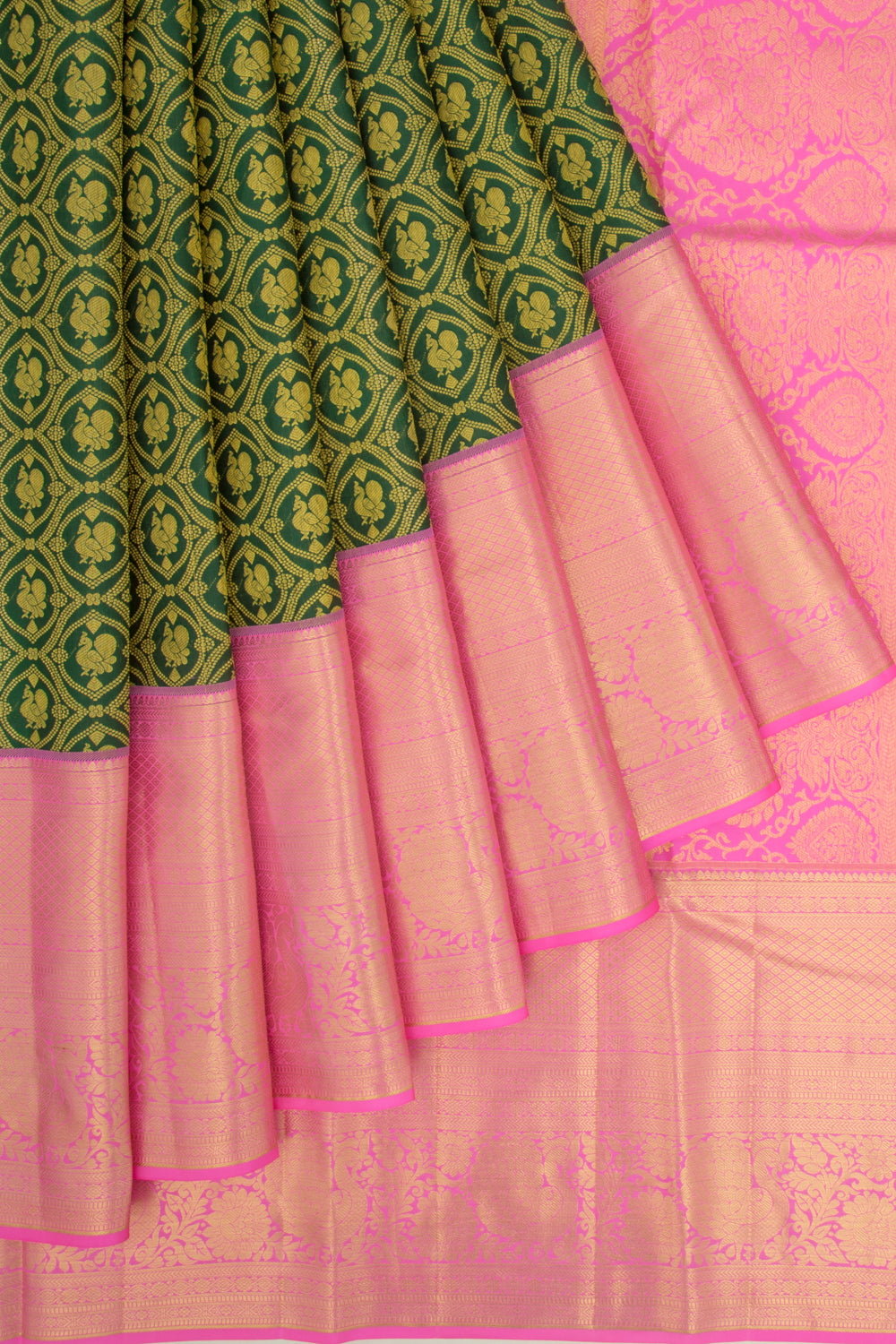 Taranga Kanchi Silk Brocade Dark Green Saree