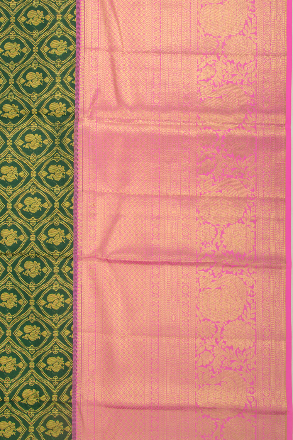 Taranga Kanchi Silk Brocade Dark Green Saree