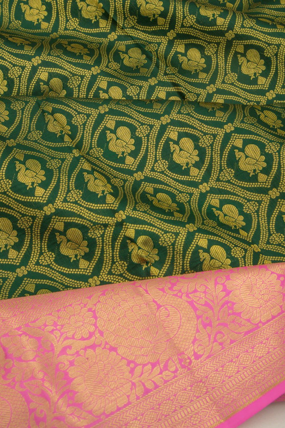 Taranga Kanchi Silk Brocade Dark Green Saree