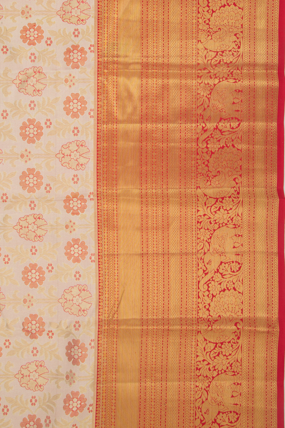 Taranga Kanchi Silk Brocade Cream Saree
