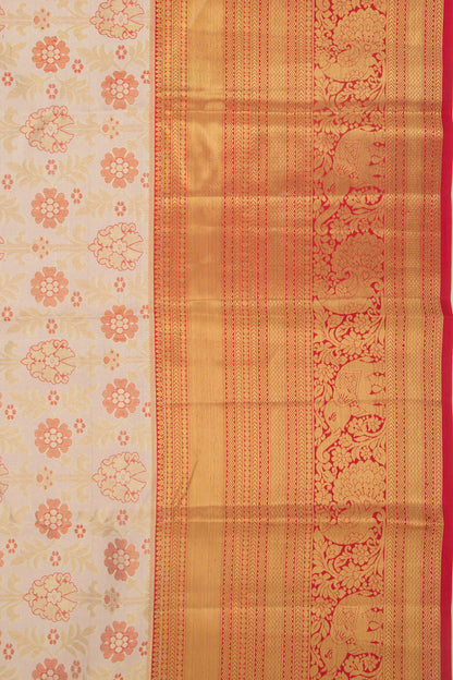 Taranga Kanchi Silk Brocade Cream Saree