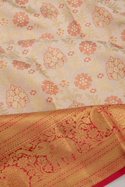 Taranga Kanchi Silk Brocade Cream Saree