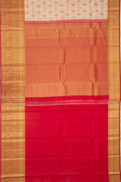 Taranga Kanchi Silk Brocade Cream Saree