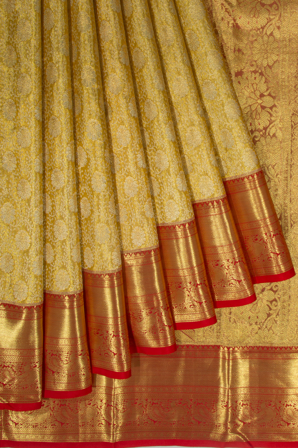 Taranga Kanchi Silk Tissue Brocade Gold Saree