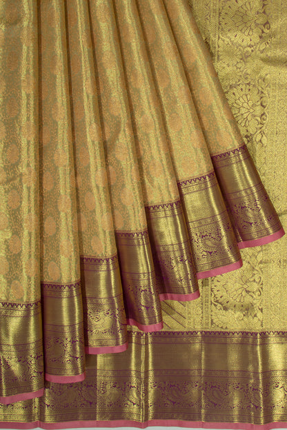 Taranga Kanchi Silk Tissue Brocade Green Saree