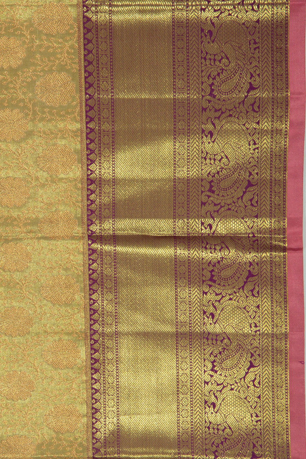 Taranga Kanchi Silk Tissue Brocade Green Saree